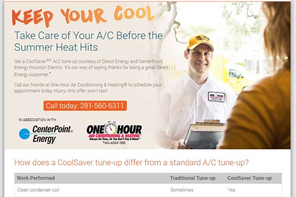 Direct Energy Cool Saver Campaign Splash Image