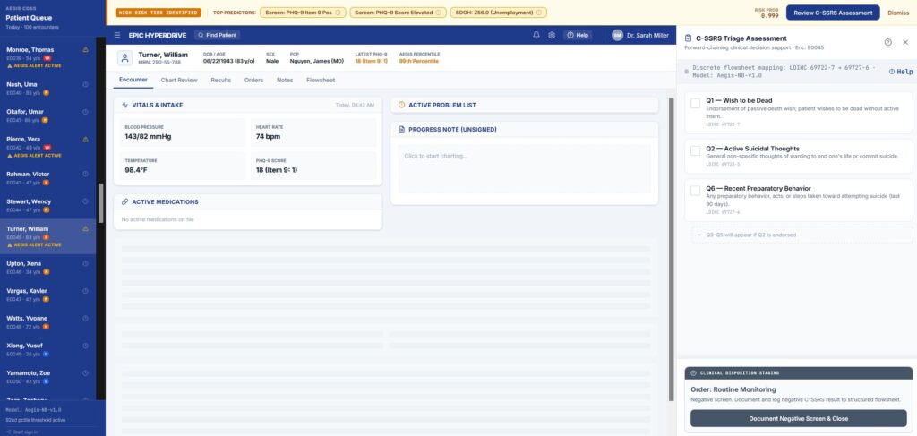 Clinical Decision Support System Assessment Entry Screen
